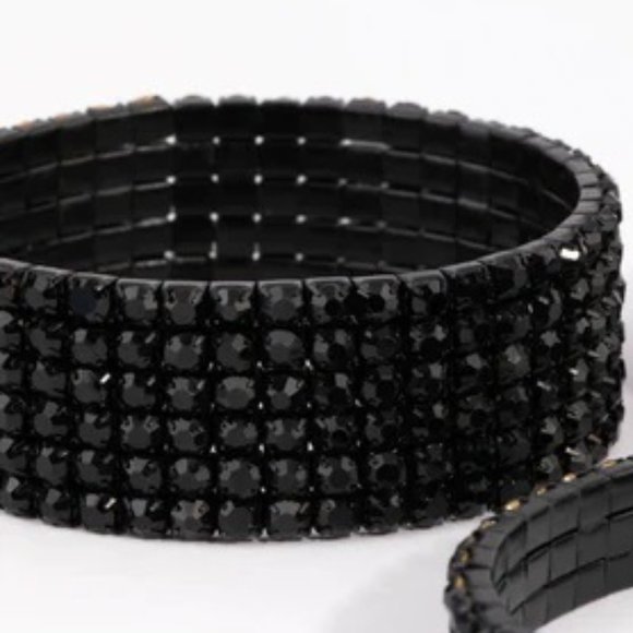 Lovisa Jewelry - LOVISA DRAMATIC JET BLACK CZ/DIAMANTE STONE 6 ROW WIDE STRETCH BRACELET**NEW!